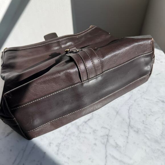 Ann Taylor Brown Shoulder Bag with Gold Ring Hardware Medium Tote Satchel - Picture 7 of 11